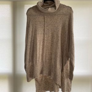 High-Low Marbled Cowl Neck Sweater